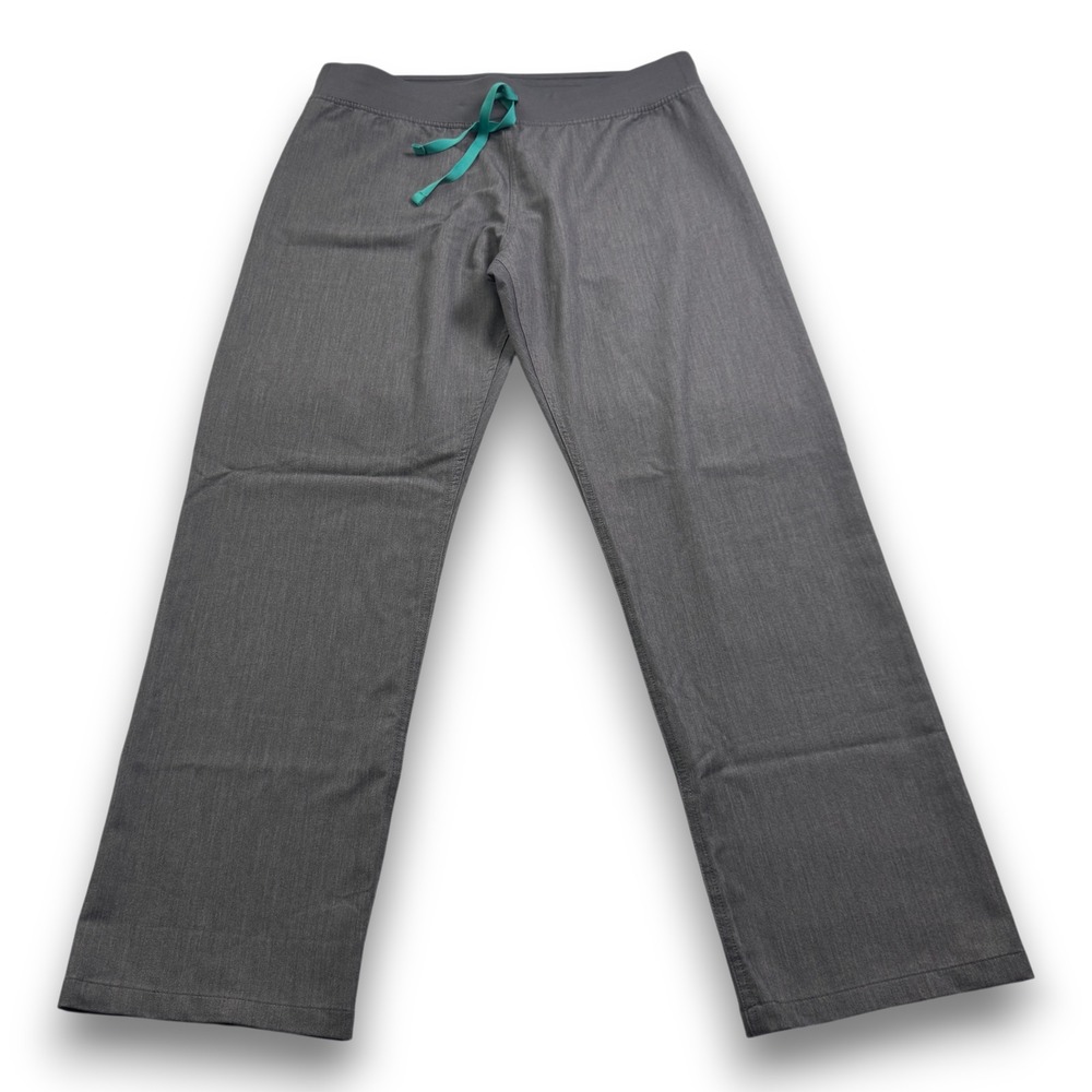 FIGS Technical Collection T21003 Women L Grey Yoga Waist Scrub Pant Straight Leg